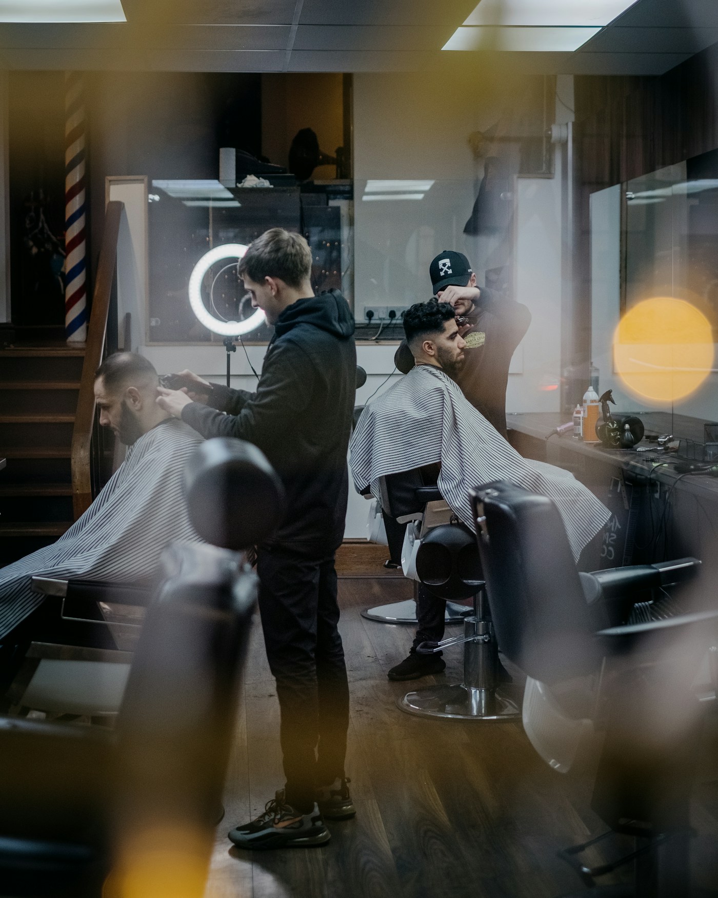 Close-up of a precise barbershop haircut